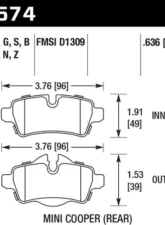 Hawk Performance HP Plus Mini Rear                                     - HB574N.636 - Image 2