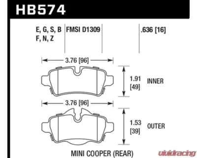 Hawk Performance HP Plus Mini Rear - HB574N.636