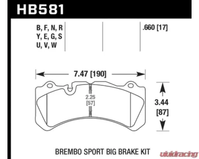 Hawk Performance LTS Volvo S60 Front 2018 - HB581Y.660