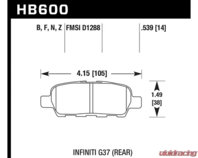 Hawk Performance PC Rear - HB600Z.539