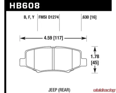 Hawk Performance LTS Rear - HB608Y.630