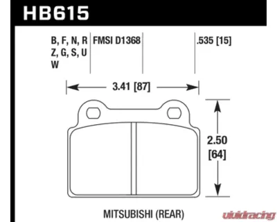 Hawk Performance DTC-60 Mitsubishi Lancer Rear 2008-2014 - HB615G.535