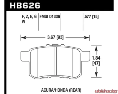 Hawk Performance HPS 5.0 Rear - HB626B.577