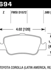 Hawk Performance PC Toyota Corolla Rear 2009-2010 2.4L 4-Cyl                                     - HB694Z.580 - Image 2