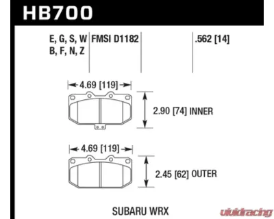 Hawk Performance DTC-60 Subaru STI Front 2006-2007 - HB700G.562