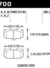 Hawk Performance HP Plus Subaru STI Front 2006-2007                                     - HB700N.562 - Image 2