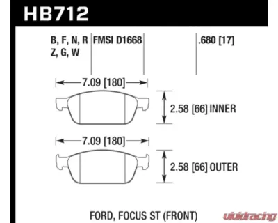 Hawk Performance HPS Ford Front 2.0L 4-Cyl - HB712F.680
