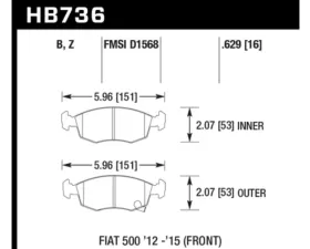Hawk Performance PC Fiat 500 Front 2012-2016