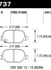 Hawk Performance HPS 5.0 Fiat 500 Rear                                     - HB737B.544 - Image 2