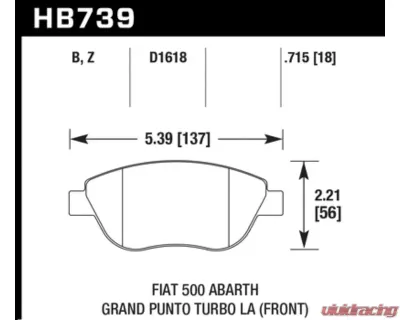 Hawk Performance HPS 5.0 Fiat 500 Front 2012-2013 - HB739B.715