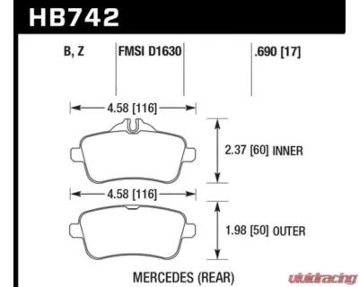 Hawk Performance HPS 5.0 Mercedes-Benz Rear - HB742B.690