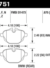 Hawk Performance HP Plus BMW Rear                                     - HB751N.675 - Image 2