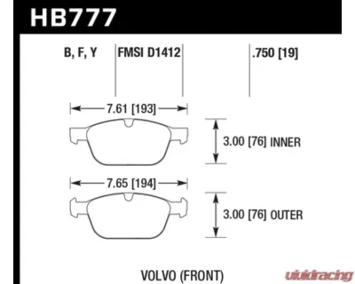 Hawk Performance LTS Volvo Front - HB777Y.750