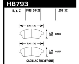 Hawk Performance PC Cadillac SRX Front 2010-2016