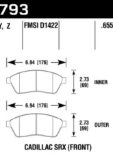 Hawk Performance PC Cadillac SRX Front 2010-2016                                     - HB793Z.655 - Image 2
