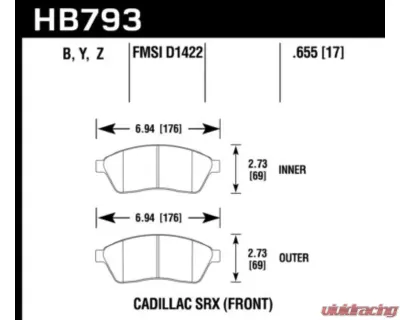 Hawk Performance PC Cadillac SRX Front 2010-2016 - HB793Z.655