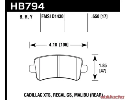 Hawk Performance HPS 5.0 Rear - HB794B.650