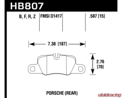 Hawk Performance HP Plus Porsche Rear - HB807N.587
