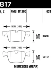 Hawk Performance HPS 5.0 Mercedes-Benz Rear                                     - HB817B.633 - Image 2