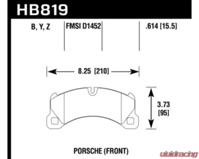 Hawk Performance LTS Porsche 958 Cayenne Front 2011-2013 - HB819Y.614