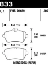 Hawk Performance HPS 5.0 Mercedes-Benz Rear                                     - HB833B.700 - Image 2