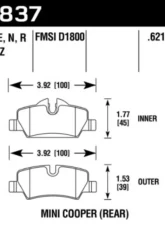 Hawk Performance HP Plus Mini Rear                                     - HB837N.621 - Image 2