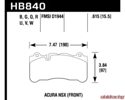 Hawk Performance Front DTC-60 Acura NSX 2017-2022 - HB840G.615