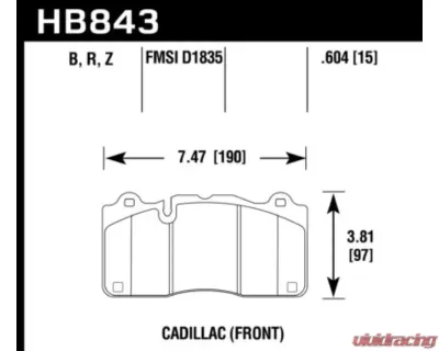 Hawk Performance HPS 5.0 Front Brake Pad Chevrolet Camaro ZL1 2018 - HB843B.604