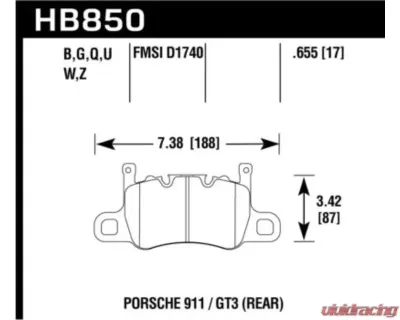 Hawk Performance HPS 5.0 Porsche Rear - HB850B.655
