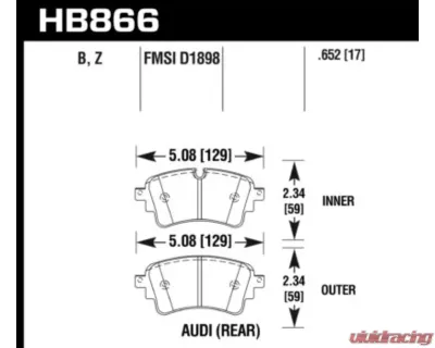Hawk Performance HPS Disc Brake Pad Audi Rear - HB866B.652