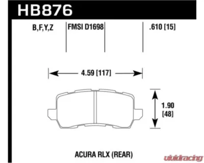 Hawk Performance LTS Acura Rear - HB876Y.610