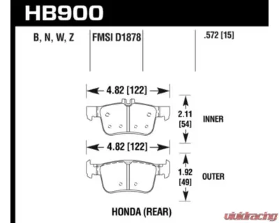 Hawk Performance DTC-30 Rear - HB900W.572
