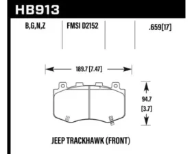 Hawk Performance DTC-60 Disc Brake Pad Jeep Grand Cherokee Front 2018-2020