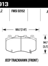 Hawk Performance Performance Ceramic Disc Brake Pad Jeep Grand Cherokee Front 2018-2020                                     - HB913Z.659 - Image 2