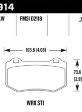 Hawk Performance HP Plus Disc Brake Pad Subaru STI Rear                                     - HB914N.580 - Image 2