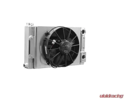 PWR Drag 55mm Scirocco Style Open 22"x13" Radiator Module -20 AN Port Inlet & Meziere Pump Bracket Outlet w/ 12" Spal Fan & Shroud - 938-22132