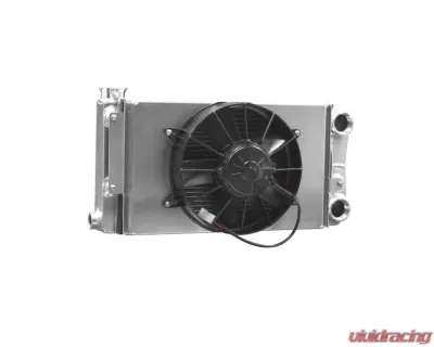 PWR Drag 55mm Scirocco Style Open 22" x 10.5" Radiator -20AN Port Inlet & Outlet w/ 10" Spal Fan & Shroud - 940-22110