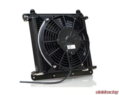 PWR 11" 280mm x 10" 256mm x 1-3/4" 37mm Plate/Fin 9" Spal Fan 28 Row Universal Engine Oil Cooler Module - 41-20108