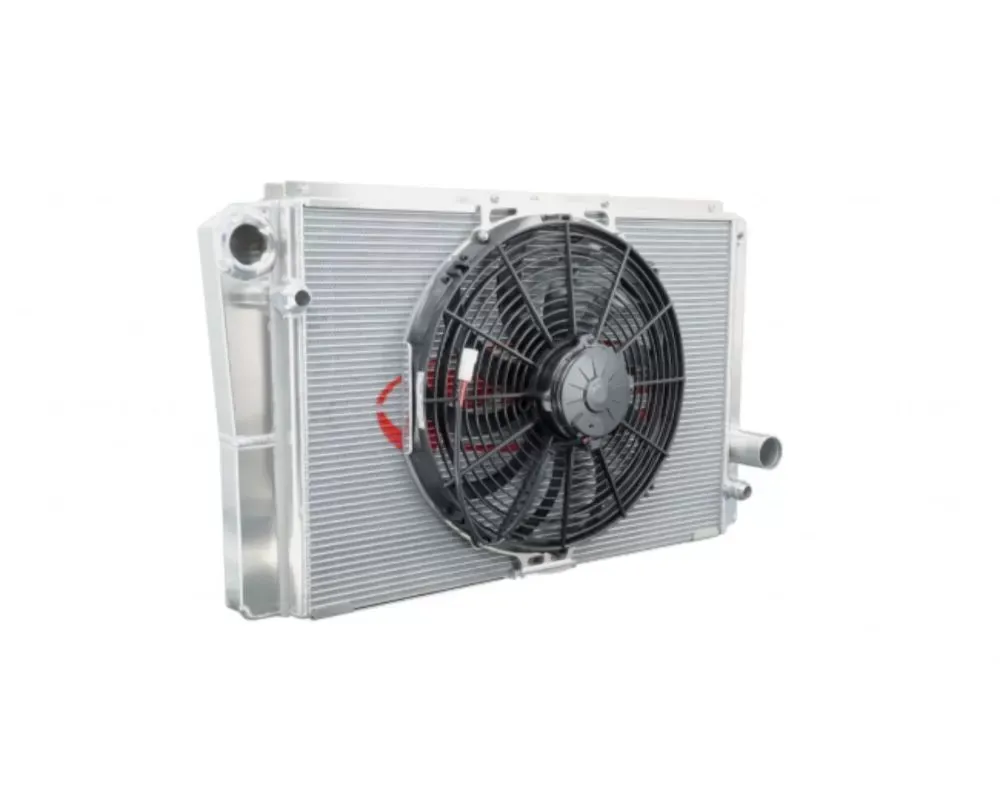 PWR 19mm Oil Cooler/27mm 28x16.5" Denso Closed/14" Spal Fan Late Model Radiator Module Chevrolet - 848-28165