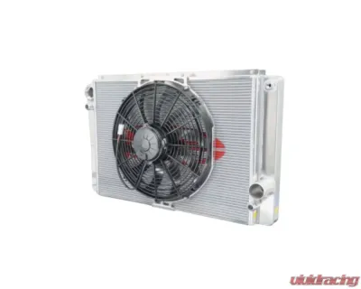 PWR 19mm Oil Cooler/27mm 28x16.5" Denso Closed/14" Spal Fan Late Model Radiator Module Chevrolet - 848-28165