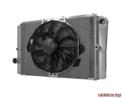 PWR 19mm Oil Cooler/27mm 28x16.5" Denso Closed/14" Spal Fan Late Model Radiator Module Ford - 848-28166