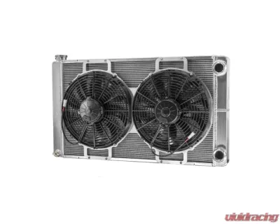 PWR 55mm 33x18.5" Double Pass Open -20AN Inlet/Low Outlet 13" Spal Fans Universal Performance Radiator Module - 952-33185