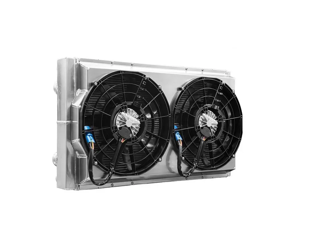 PWR Universal Drift Radiator Module 31.5 x 18.5 Inch - Double Pass, Dual 14 Inch Brushless SPAL Fans - CR-UC-SPR001C