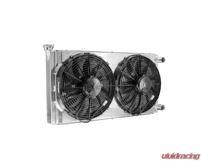 PWR 55mm 31x16" 1-1/2" Inlet/Outlet 14" Spal Fans Universal Double Pass Performance Radiator Module - CR-UC-SPR010B