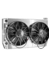 PWR 55mm 28x16" 1-1/2" Inlet/Outlet 12" Spal Fans Universal Double Pass Performance Radiator Module                                     - CR-UC-SPR011B - Image 2