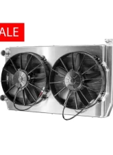 PWR 55mm 28x16" 1-1/2" Inlet/Outlet 12" Spal Fans Universal Double Pass Performance Radiator Module                                     - CR-UC-SPR011B - Image 2