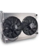 PWR 55mm 28x19" 1-1/2" Inlet/Outlet 13" Spal Fans Universal Double Pass Performance Radiator Module                                     - CR-UC-SPR012B - Image 4