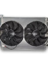 PWR 55mm 28x19" 1-1/2" Inlet/Outlet 13" Spal Fans Universal Double Pass Performance Radiator Module                                     - CR-UC-SPR012B - Image 2
