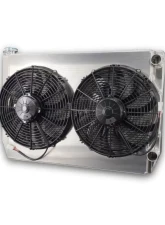 PWR 55mm 28x19" 1-1/2" Inlet/Outlet 13" Spal Fans Universal Double Pass Performance Radiator Module                                     - CR-UC-SPR012B - Image 3