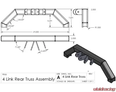 Clayton Offroad 4 Link Axle Truss for Ford 9'' & Sterling 10.25 Jeep Cherokee 1984-2006 - COR-1200010